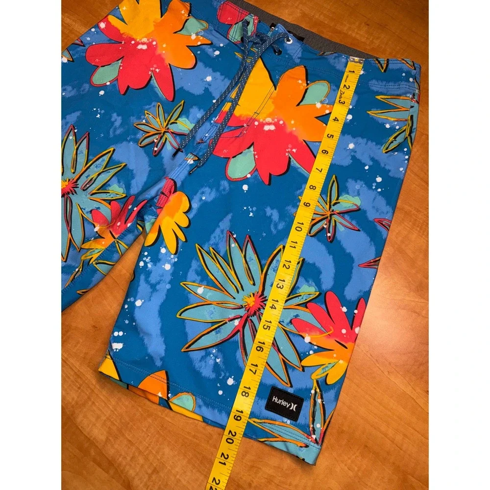 Hurley Phantom Board Shorts Mens 31 Blue Floral Tropical‎ Swim Trunks 9 Inseam